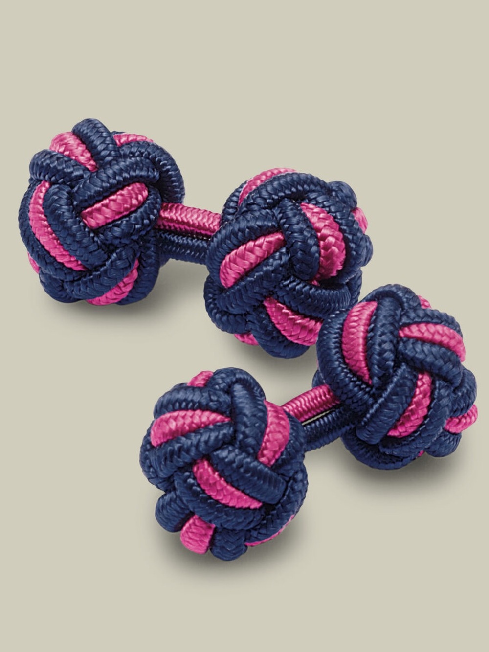 Charles Tyrwhitt Knot Cufflinks Indigo Blue & Bright Pink Woven French Cuff Yarn
